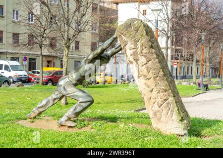 Monumento in onore dell'ingegnere Evaristo de Churruca y Burnet. Immagine catturata a Portugalete. 13-3-2024 Foto Stock