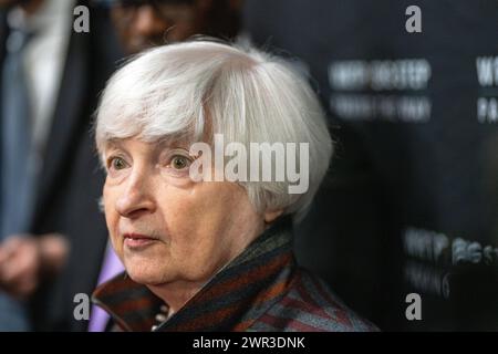 Primo piano ritratto di Janet Yellen, Segretario al Tesoro degli Stati Uniti Foto Stock