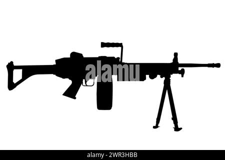 Mitragliatrice leggera M249 "Para" (Squad Automatic Weapon) silhouette nera Foto Stock