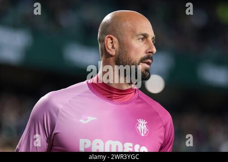 Siviglia, Spagna. 10 marzo 2024. SIVIGLIA, SPAGNA - 10 MARZO: Pepe Reina di Villarreal durante la Liga EA Sports match tra Real Betis e Villarreal CF a Benito Villamarin il 10 marzo 2024 a Siviglia, Spagna. (Immagine di credito: © Jose Luis Contreras/DAX tramite ZUMA Press Wire) SOLO PER USO EDITORIALE! Non per USO commerciale! Foto Stock