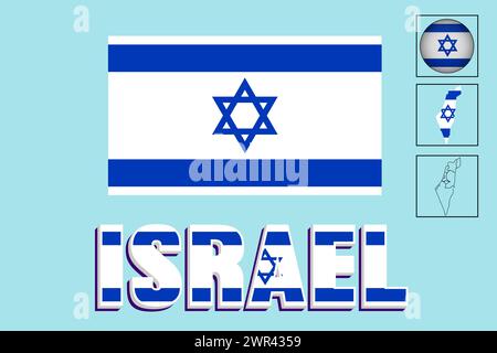 Bandiera e mappa di Israele nell'illustrazione vettoriale Illustrazione Vettoriale