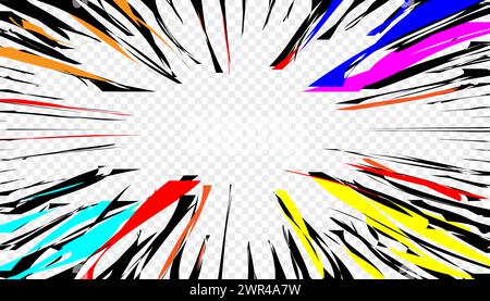 Illustrazione vettoriale delle linee radiali di velocità anime del frame burst di velocità manga. Illustrazione Vettoriale
