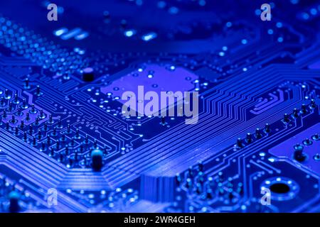 circuito stampato del computer. tecnologia hardware elettronica. sfondo ricco di dettagli. Foto Stock