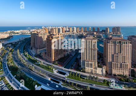 Vista aerea di Peral Qatar Porto Arabia Doha Foto Stock