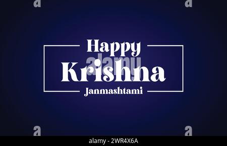 Happy Krishna Janmashtami elegante design con testo Illustrazione Vettoriale