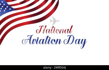 National Aviation Day testo elegante con design a bandiera usa Illustrazione Vettoriale