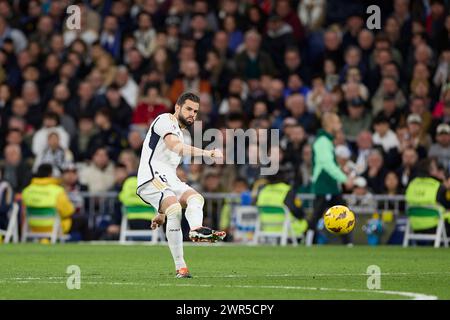 Jose Ignacio Fernandez Iglesias, conosciuto come Nacho Fernandez del Real Madrid CF in azione durante la partita di calcio della settimana 28 della Liga tra il Real Madrid CF e il Celta de Vigo allo stadio Santiago Bernabeu. Punteggio finale: Real Madrid CF-RC Celta de Vigo 4-0 Foto Stock