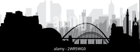 Panorama dello skyline cittadino di NEWCASTLE, REGNO UNITO Illustrazione Vettoriale