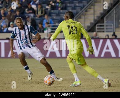 CHESTER, Pennsylvania, USA - 5 MARZO 2024 - Philadelphia Union vs. CF Pachuca al Subaru Park. (Foto di Paul J. Froggatt/FamousPixs/Alamy Stock Photo) Foto Stock