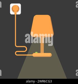 Vettore lampada da tavolo. Luce dall'icona della luce notturna. Vettore logo illuminazione. Illustrazione Vettoriale