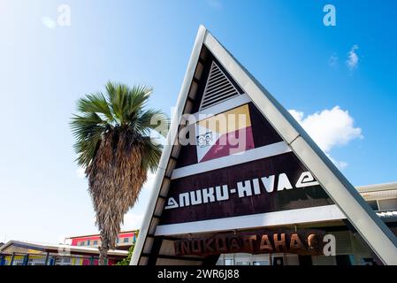 Aeroporto Nuku Hiva, isole Marquesa, Polinesia francese Foto Stock