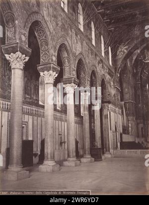 Interno della Cattedrale di Palermo, Italia, interno della Cattedrale di Monreale. Dettaglio (titolo sull'oggetto), Palermo (titolo della collana sull'oggetto), anonimo, Palermo, 1851 - 1900, cartone, stampa albume, altezza 385 mm x larghezza 309 mm, fotografia Foto Stock