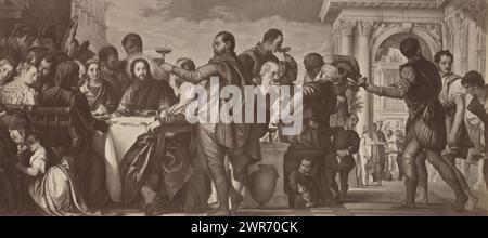 Riproduzione fotografica del dipinto le nozze a Cana di Paolo Veronese, P. Veronese: Die Hochzeit zu Cana (titolo sull'oggetto), anonimo, dopo la pittura di: Paolo Veronese, editore: Photographische Gesellschaft Berlin, Berlin, c. 1870 - in o prima del 1875, carta, stampa albume, altezza 123 mm x larghezza 276 mm, fotografia Foto Stock