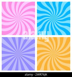 Set di coloratissimi motivi di turbolenza radiale. Illustrazione vettoriale. EPS 10. Illustrazione Vettoriale