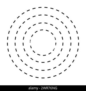 Cerchi concentrici tratteggiati neri. Illustrazione vettoriale. EPS 10. Illustrazione Vettoriale