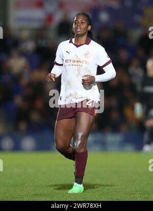 Khadija Shaw di Manchester City Women. - Chelsea Women contro Manchester City Women, Womens Super League, Kingsmeadow Stadium, Londra, Regno Unito - 16 febbraio 2024. Solo per uso editoriale - si applicano restrizioni DataCo. Foto Stock