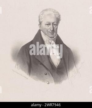 Ritratto di un uomo sconosciuto, tipografo: Johan Hendrik Hoffmeister, tipografo: Koninklijke Steendrukkerij van E. Spanier, tipografo: Paesi Bassi, tipografo: L'Aia, 1851 - c. 1883, carta, altezza 460 mm x larghezza 311 mm, stampa Foto Stock