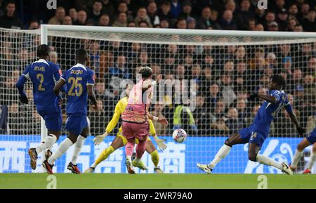 GOL 1-0, Mateo Joseph del Leeds United segna. - Chelsea contro Leeds United, Emirates fa Cup, 5th Round, Stamford Bridge Stadium, Londra, Regno Unito - 28 febbraio 2024. Solo per uso editoriale - si applicano restrizioni DataCo. Foto Stock