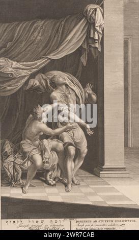 Moglie di Joseph e Potiphar, Scenes from the Old and New Testament (titolo della serie), print maker: Louis Surugue, dopo aver disegnato a: Riario, 1691 - 1767, carta, incisione, incisione, incisione, altezza 350 mm x larghezza 215 mm, stampa Foto Stock