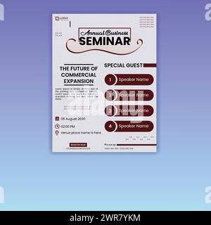 Layout del modello di progettazione di poster o volantini per conferenze aziendali. volantino e modello di poster per la formazione iniziale su invito al seminario. Illustrazione Vettoriale