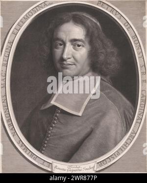 Ritratto di Pierre de Bonzi, Petrus de Bonsy s.r.e. Cardinale Archiepiscop (...) (Titolo su oggetto), stampatore: Robert Nanteuil, su disegno di Robert Nanteuil, Lodewijk XIV (koning van Frankrijk), Francia, 1678, carta, incisione, altezza 524 mm x larghezza 436 mm, stampa Foto Stock