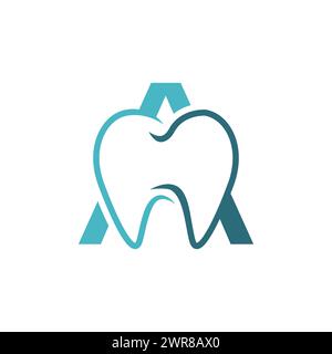 Lettera immagine vettoriale del logo di un dente dentale. Lettera A monogramma logo dentale design Vector Illustrazione Vettoriale
