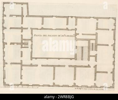 Mappa di Palazzo Lancellotti, Pianta del Palazzo de sig.ri Lancellotti (titolo sull'oggetto), palazzi romani (titolo della collana), Palazzi di Roma (titolo della collana), Palazzi di Roma dei più celebri architett (...) (Titolo della collana), Print fa parte di un album., print maker: Giovanni Battista Falda, dopo disegno di: Giovanni Battista Falda, dopo disegno di: Carlo Maderno, print maker: Italia, dopo disegno di: Italia, dopo disegno di: Roma, dopo disegno di: Roma, editore: Roma, città del Vaticano, Roma, Italia, in o dopo il 1655, carta, incisione, altezza 278 mm x larghezza 372 mm Foto Stock