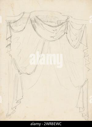 Finestra con tenda, disegnatore: Anonimo, c. 1886 - c. 1899, carta, altezza 360 mm x larghezza 272 mm, disegno Foto Stock