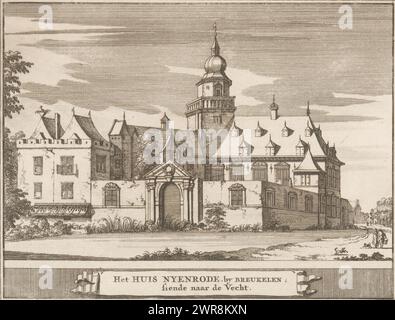 Veduta del castello di Nijenrode vicino a Breukelen, la casa Nyenrode, di Breukelen; vide il Vecht (titolo sull'oggetto), stampatore: Jacobus Schijnvoet, editore: Pieter de Coup, Amsterdam, 1711, carta, incisione, altezza 132 mm x larghezza 171 mm, stampa Foto Stock