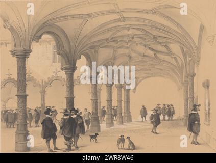 Courtyard of the Handelsbeurs in Anversa, Intérieur de la Bourse d'Anvers (titolo sull'oggetto), numerato in alto a destra: 13., stamperia: Anonymous, Belgio, 1842, paper, altezza 365 mm x larghezza 488 mm, stampa Foto Stock