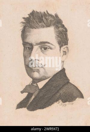 Ritratto di un uomo sconosciuto, stampatore: Louis Jaugey, 1864, carta, incisione, altezza 97 mm x larghezza 65 mm, stampa Foto Stock