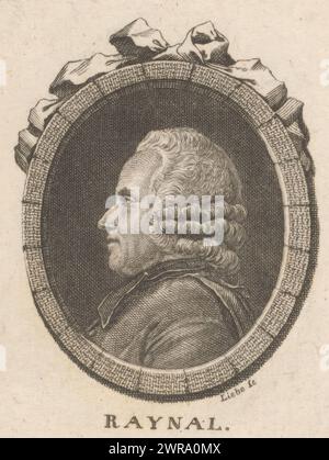 Ritratto di Guillaume-Thomas Francois Raynal, stampatore: Gottlob August Liebe, 1756 - 1819, carta, incisione, altezza 68 mm x larghezza 53 mm, stampa Foto Stock