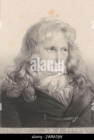 Ritratto dello scrittore e botanico Jacques-Henri Bernardin de Saint-Pierre, J.H. Bernardin de S. Pierre (titolo su oggetto), tipografo: Anonimo, tipografo: Jean Marie Joseph Bove, Noël, Parigi, in o prima del 1826 - in o dopo il 1835, carta, altezza 278 mm, stampa Foto Stock