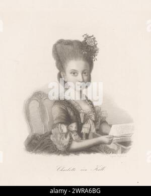 Ritratto di Charlotte von Kalb, stampatore: Auguste Hüssener, 1799 - 1877, carta, incisione, incisione, incisione, altezza 189 mm x larghezza 168 mm, stampa Foto Stock