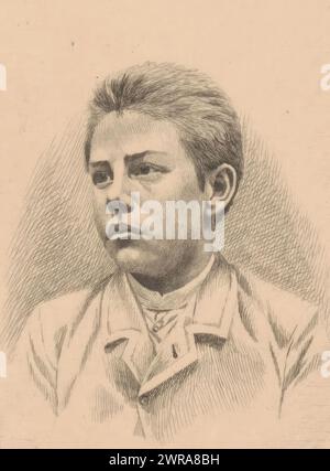 Ritratto di un ragazzo sconosciuto, forse Eugène Honorez, stampatore: Georges Montenez, (firmato dall'artista), 1891, carta, incisione, altezza 139 mm x larghezza 104 mm, stampa Foto Stock