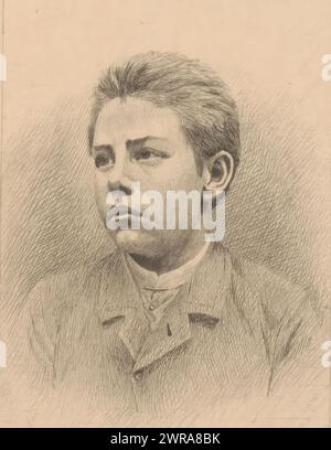 Ritratto di un ragazzo sconosciuto, forse Eugène Honorez, stampatore: Georges Montenez, (firmato dall'artista), 1897, carta, incisione, altezza 139 mm x larghezza 104 mm, stampa Foto Stock