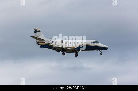 Eine Cessna 560XL Citation XLS von Silesia Air ist im Landeanflug auf den Flughafen Zürich. Registrazione OK-SLX. (Zürich, Svizzera, 29.12.2022) Foto Stock