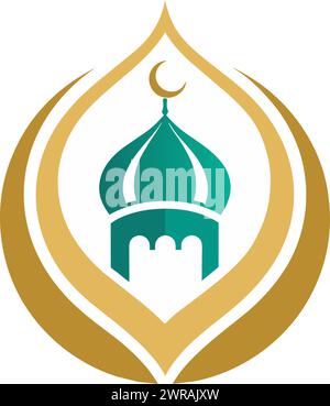 Minimalismo islamico, disegno del logo vettoriale su bianco Illustrazione Vettoriale