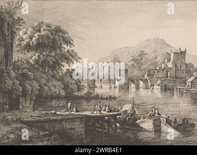 Vista di Château de Sainte-Colombe nel Delfinato, tipografo: Jean Jacques de Boissieu, Francia, 1800, carta, incisione, punto a secco, altezza 244 mm x larghezza 323 mm, stampa Foto Stock