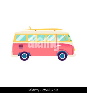 Pink Surf Van isolato Illustrazione Vettoriale