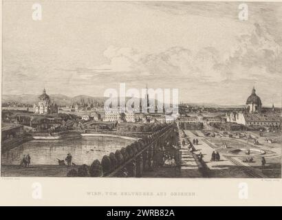 Veduta di Vienna, Vienna, dal Belvedere come visto (titolo sull'oggetto), tipografo: William Unger, dopo aver dipinto di: Canaletto, tipografo: L. Pisani, Vienna, 1861 - 1889, carta, incisione, altezza 274 mm x larghezza 376 mm, stampa Foto Stock