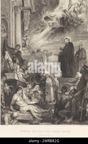 Miracolo di San Francesco Saverio, miracolo dei Santi Francesco Saverio (titolo sull'oggetto), tipografo: William Unger, dopo aver dipinto di: Peter Paul Rubens, tipografo: A. Pisani, Vienna, 1861 - 1889, carta, incisione, altezza 368 mm x larghezza 253 mm, stampa Foto Stock