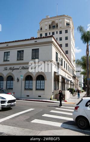 L'Hollywood Athletic Club, architettura storica su Sunset Blvd. A Hollywood, California, Stati Uniti Foto Stock