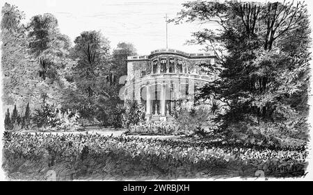 Elegante villa sulle rive dell'Elba a Blankenese, parco, giardino, semicerchio, ricco quartiere, città anseatica di Amburgo, Germania, storica Foto Stock