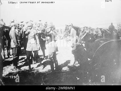 Principe ereditario tedesco alle manovre, la fotografia mostra Federico Guglielmo Vittorio Augusto Ernesto (1882-1951) del Casato di Hohenzollern, l'ultimo Principe ereditario del Regno di Prussia e dell'Impero tedesco. 1910 e ca. 1915, Glass negative, 1 negativo: Glass Foto Stock