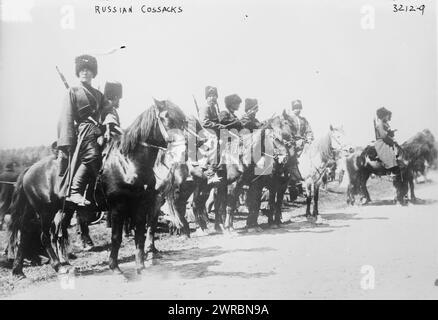 Cosacchi russi, la fotografia mostra i cosacchi russi durante la prima guerra mondiale, tra ca. 1914 e ca. 1915, Guerra Mondiale, 1914-1918, Glass negative, 1 negativo: Vetro Foto Stock