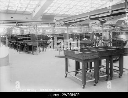 N.Y. Post Office, Carriers' Cases, la fotografia mostra il Pennsylvania Terminal Post Office (General Post Office Building), ora chiamato James A. Farley Building, situato al 421 di Eighth Avenue, New York City., tra ca. 1914 e ca. 1915, Glass negative, 1 negativo: Glass Foto Stock