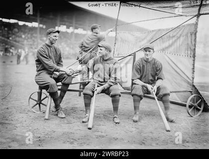 Hank Gowdy, Lefty Tyler, Joey Connolly, Boston NL (baseball), 1914, lati negativi del vetro, 1 negativo: vetro Foto Stock