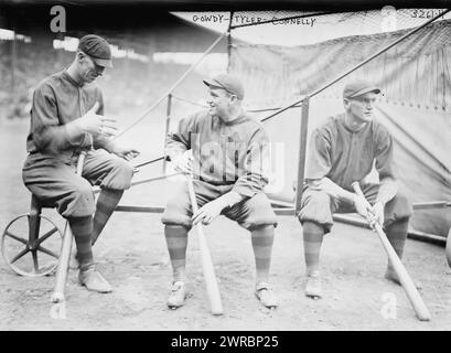 Hank Gowdy, Lefty Tyler, Joey Connolly, Boston NL (baseball), 1914, lati negativi del vetro, 1 negativo: vetro Foto Stock