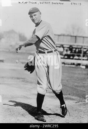 Bill McTigue, lanciatore, Detroit AL (baseball), 1916, Glass negative, 1 negativo: vetro Foto Stock